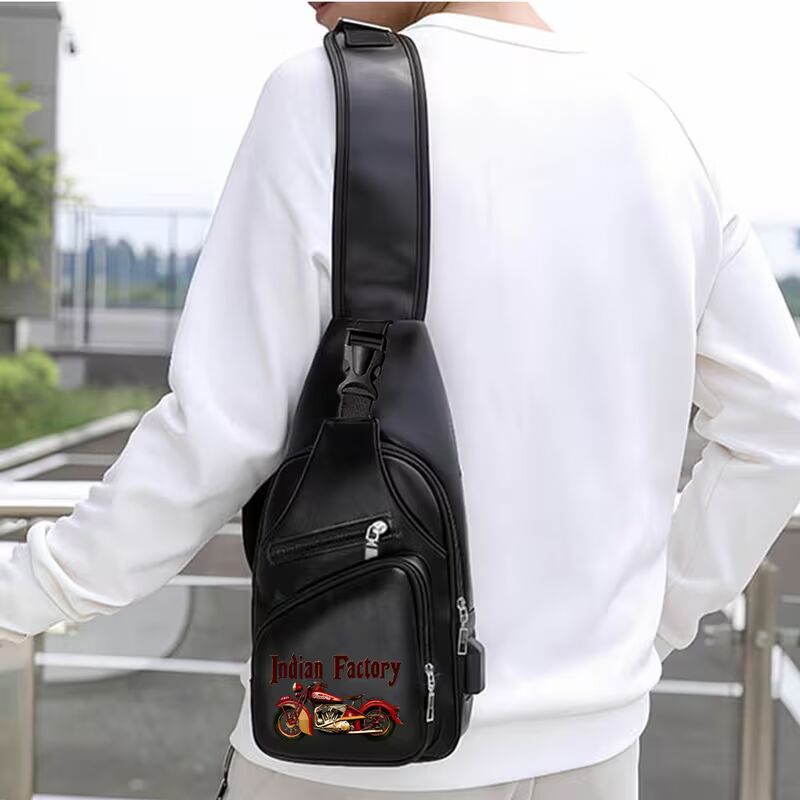 1pc Men'S Velvet Lined Faux Leather Sling Bag